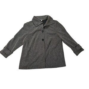 Fashion Bug Womens Gray Button-Front Jacket Size 18/20W Mid-Length